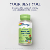 Thumbnail for SOLARAY Korean Ginseng 550 mg - Ginseng Root - Stress, Physical Endurance and Energy Supplements - Non-GMO, Vegan, Lab Verified - 100 Servings, 100 VegCaps