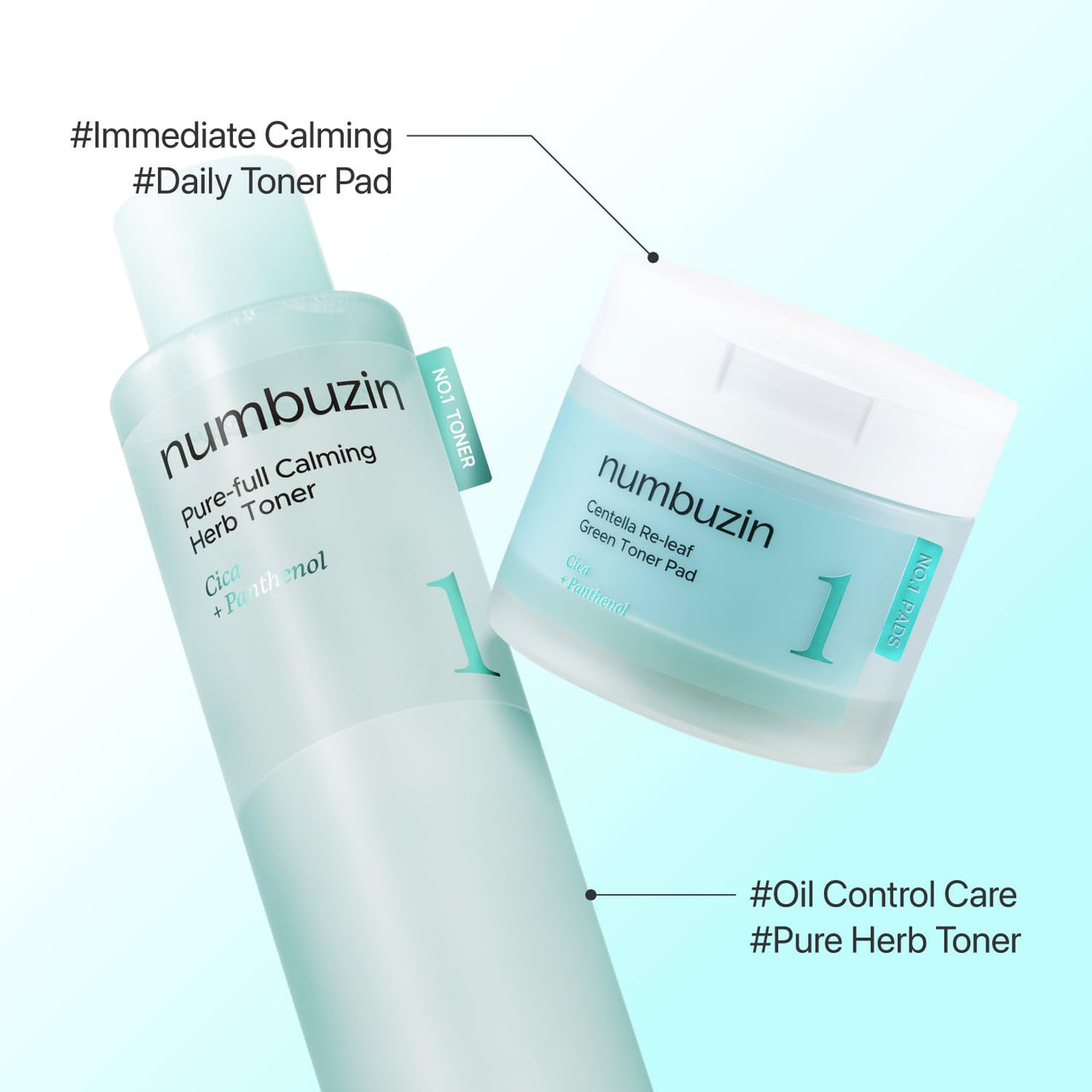 numbuzin No.1 Toner Pads | Centella Re-Leaf Green Toner Pad | Double-Sided | Centella Asiatica, Heartleaf, Licorice Root | Calming, Hydrating, Exfoliating | 70 Pads/6.42 fl. oz.