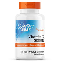 Thumbnail for Doctor's Best Vitamin D3 5000 IU Softgels for Men & Women - Vitamin D Supplement for Immune System & Heart Health Support, 125 mcg per Serving, VIT D 3, Non GMO, Gluten Free, Soy Free - 360 Softgels