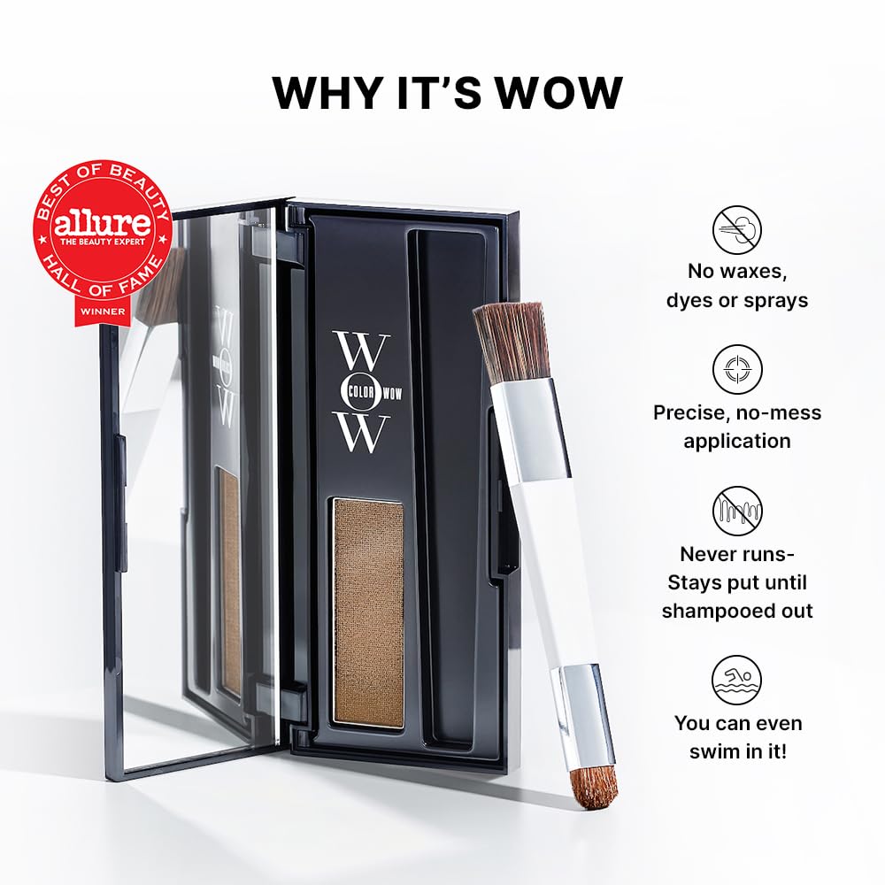 COLOR WOW Root Cover Up, Dark Blonde – Instant Grey Coverage and Highlight Touch-Up, Water and Sweat Resistant, No mess Award-Winning Formula