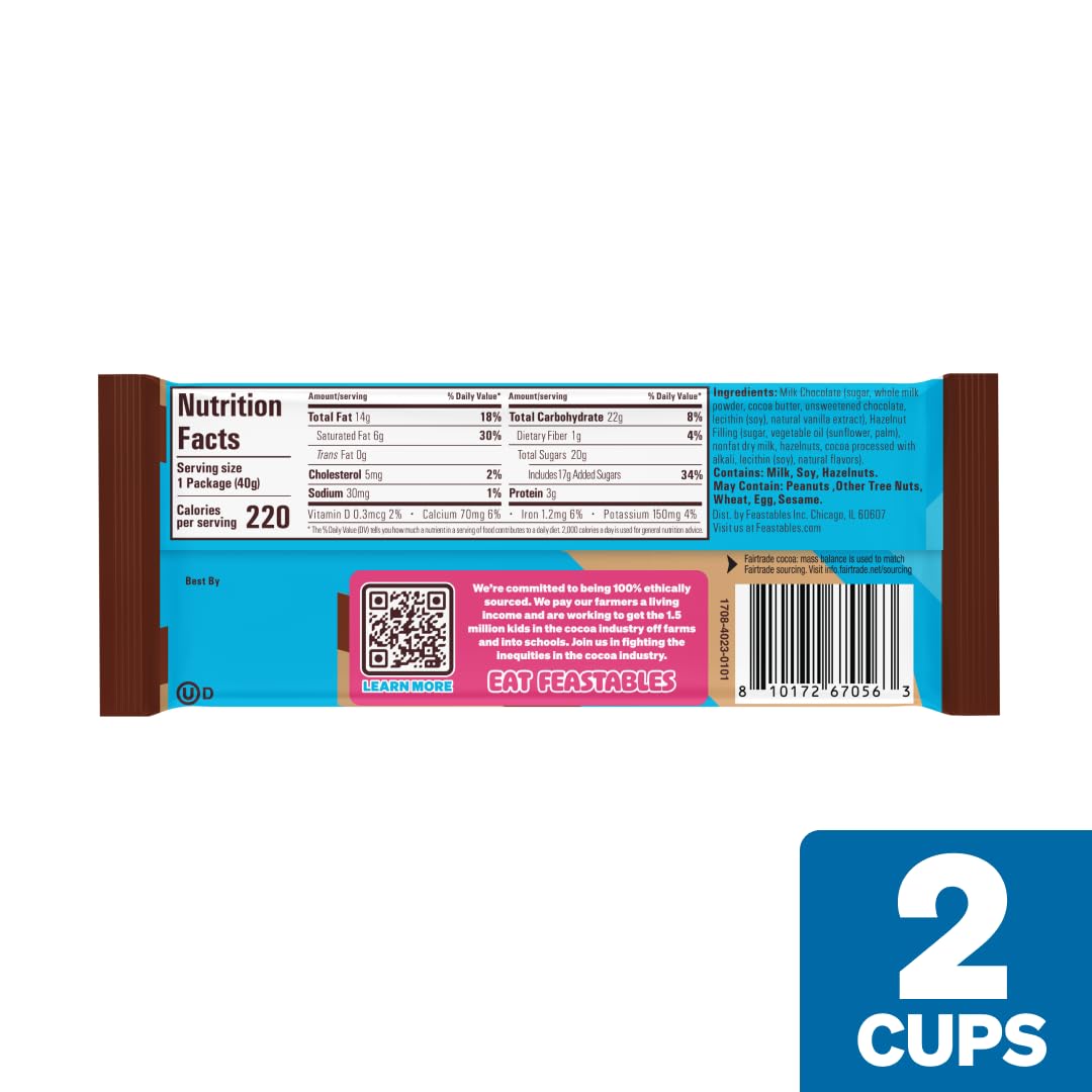 Feastables Mrbeast Hazelnut Cups, Milk Chocolate & Creamy Hazelnut Filling, Cups for Adults & Kids, Chocolate Candy for Snacks, Gifts, or Dessert, Made With Fairtrade Cocoa, 2 Pack, 24 Count