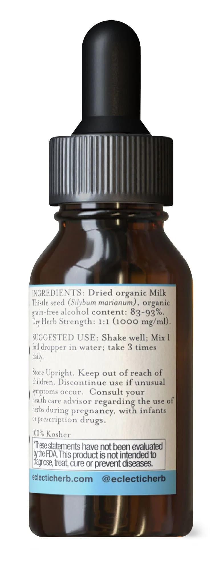 Eclectic Herb - Organic Milk Thistle Liquid Extract (Silybum marianum) | Liver Support & Detox | Herbal Tincture | Vegan, Non-GMO, Gluten Free (1 fl oz | 30 ml)