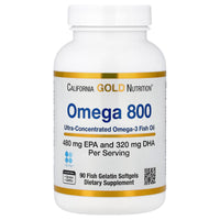 Thumbnail for California Gold Nutrition Omega 800 Ultra-Concentrated Omega-3 Fish Oil, KD-Pur Triglyceride Form, 90 Fish Gelatin Softgels (1,000 mg per Softgel)