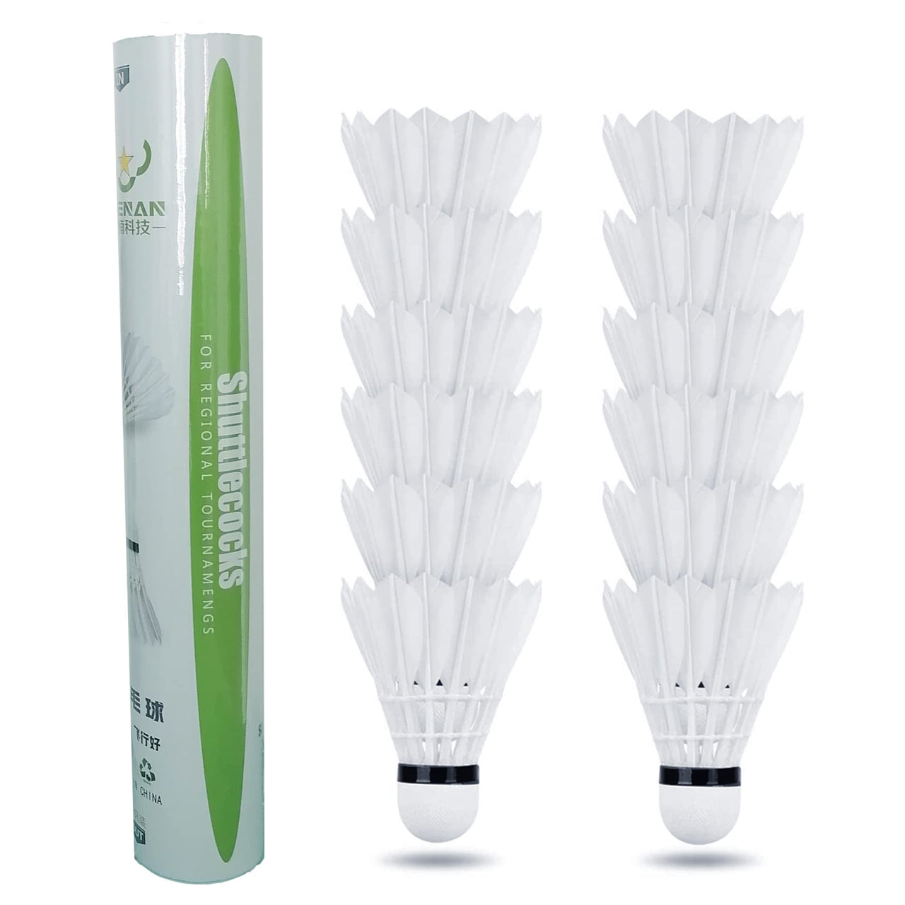 ZHENAN Goose Feather Badminton Shuttlecocks,12 Pack Feather Badminton Birdies-Hight Speed Training Birdie Ball for Indoor and Outdoor Sports,Highly Stable & Durable Shuttle Balls