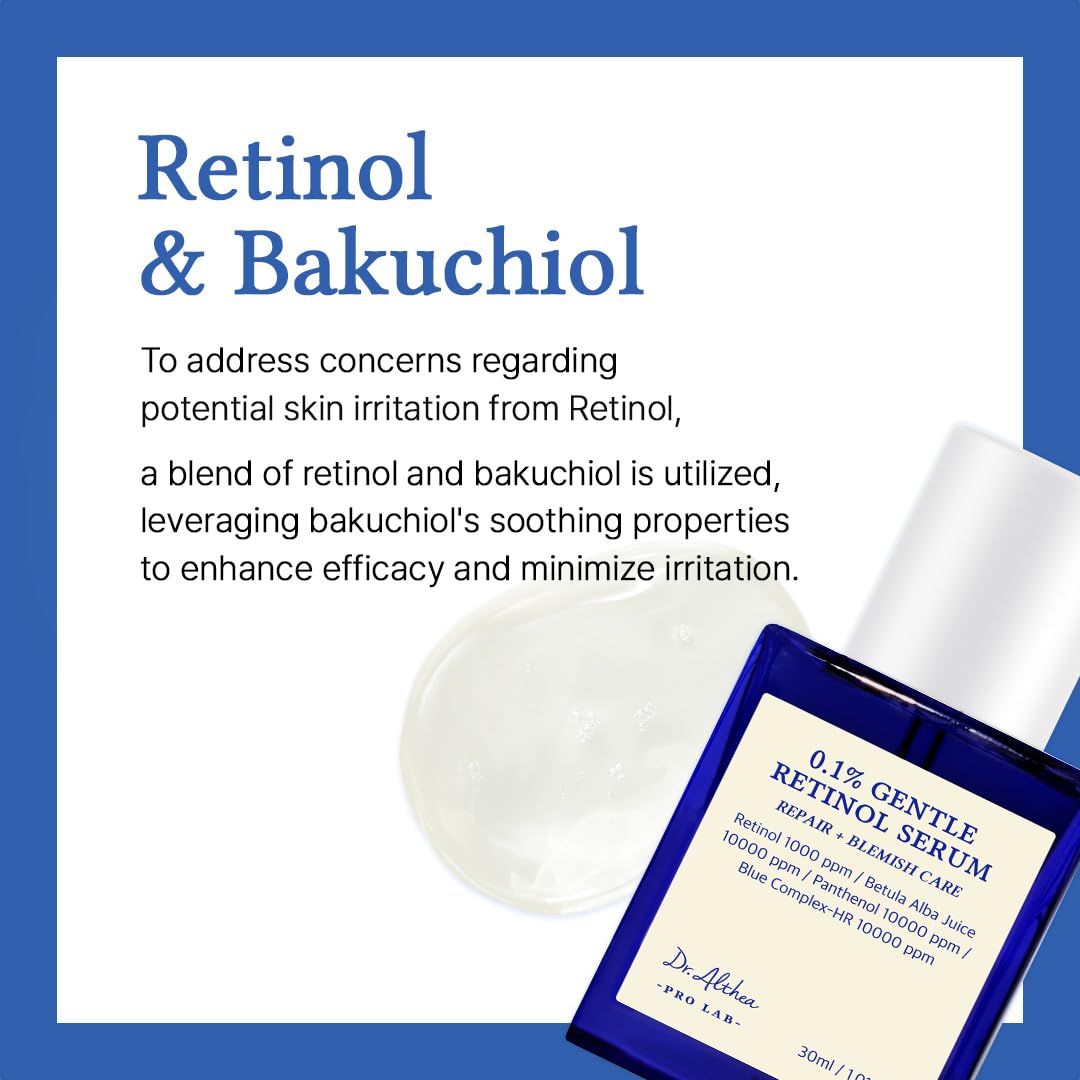 Dr.Althea 0.1 Gentle Retinol Serum - Korean skincare, 1.01fl.oz, Reduce Wrinkles, Fine Lines, & Signs of Aging, Gentle Skincare for Day & Night