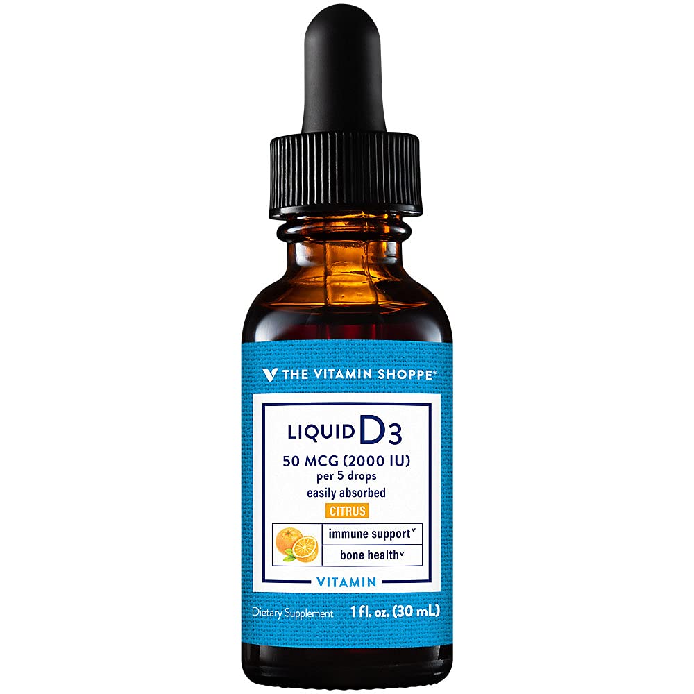 The Vitamin Shoppe Vitamin Liquid D3 2000IU | Supports Bone & Immune Health | Aids in Healthy Cell Growth & Calcium Absorption, 1 Fluid Ounce