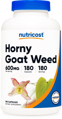 Thumbnail for Nutricost Horny Goat Weed Extract (Epimedium) - 180 Capsules, 180 Servings, 600mg Per Capsule