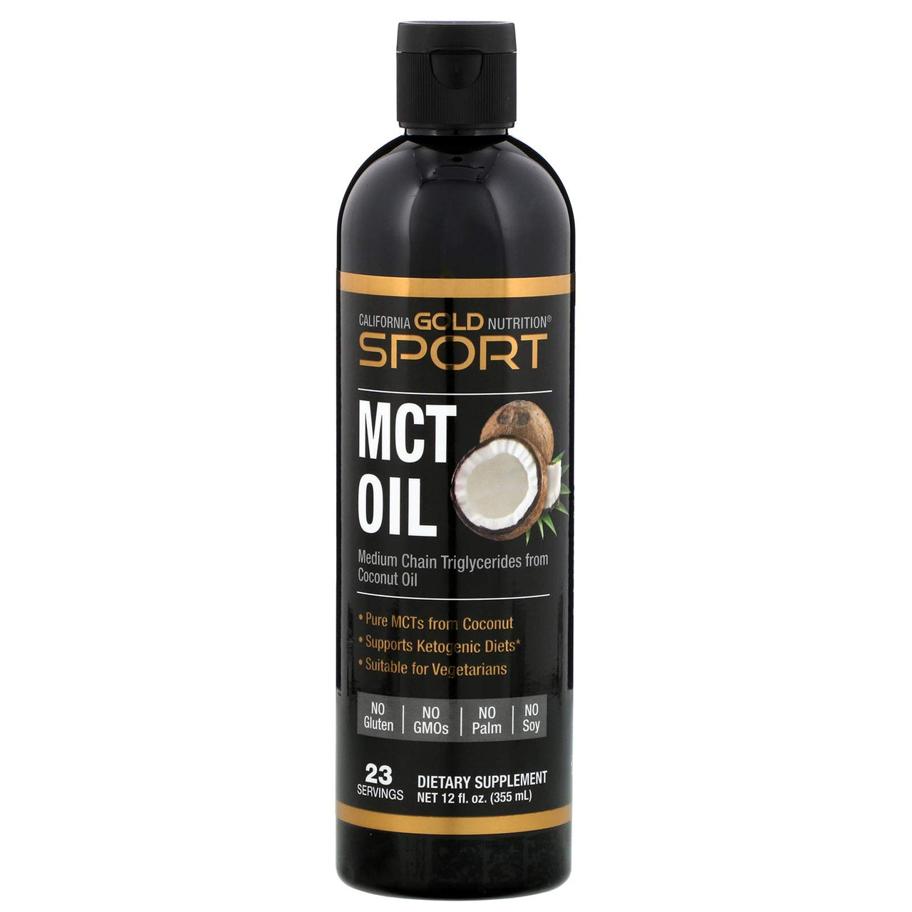 California Gold Nutrition MCT Oil from Coconut Oil 12 fl oz 355 ml, Egg-Free, Fish-Free, Gluten-Free, Ketogenic Diet, Milk-Free, Peanut Free, Soy-Free, Shellfish Free, Vegetarian, Wheat-Free, CGN