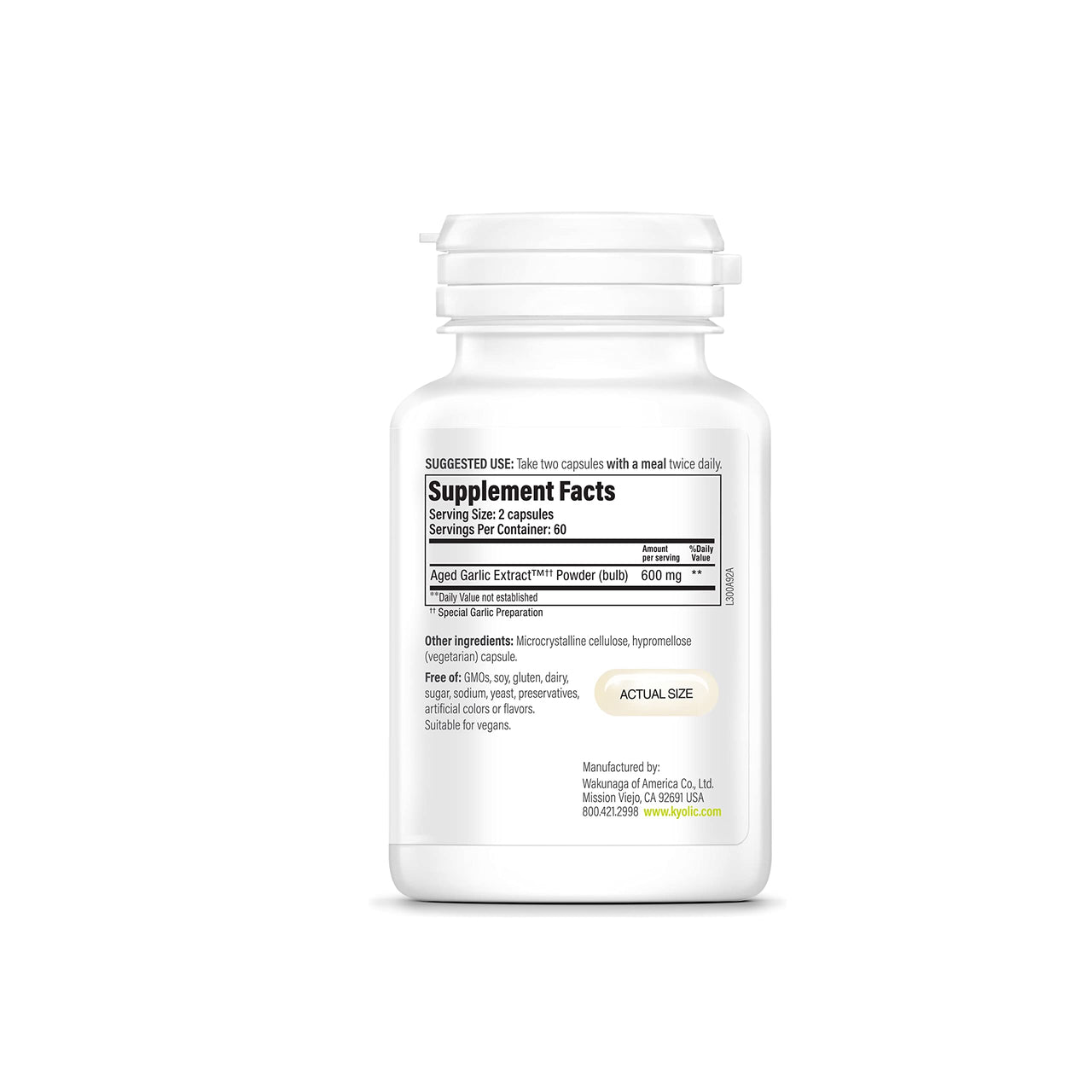 Kyolic Aged Garlic Extract Formula 300 Vegan, 120 Capsules