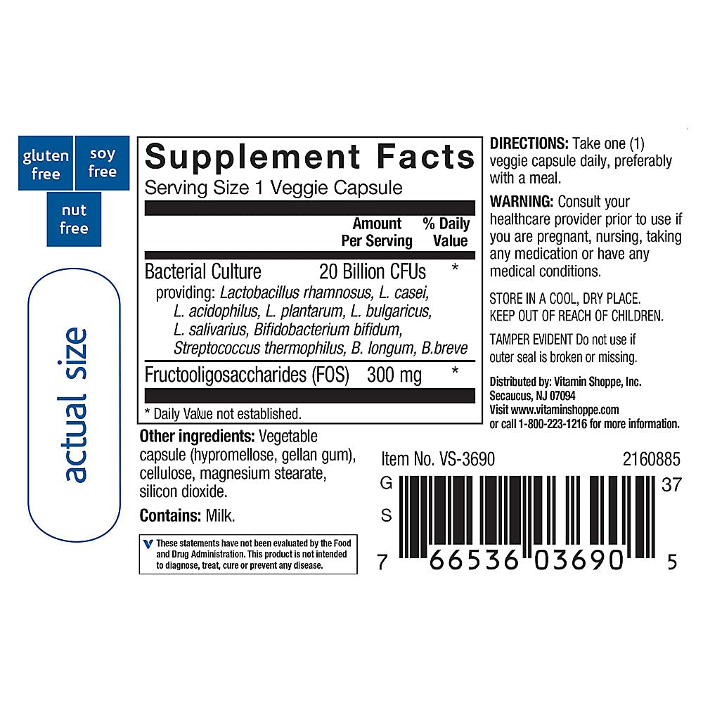 The Vitamin Shoppe Ultimate 10 Probiotic 20 Billion, Targeted Release, Supports Digestion, Immune and Intestinal Health (30 Veggie Capsules)
