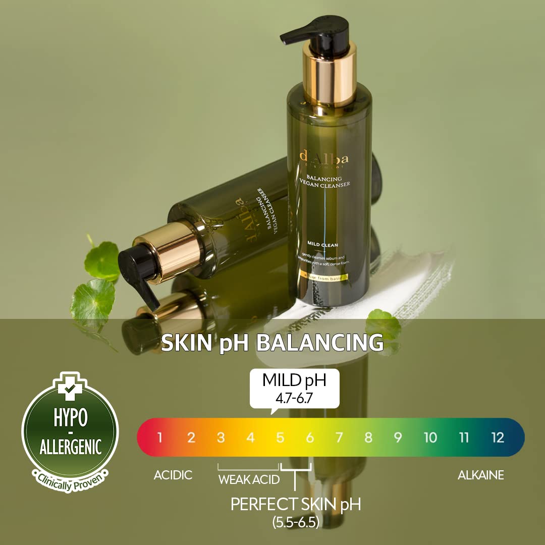 d'alba Piedmont Italian White Truffle Mild Skin Balancing Vegan Cleanser, Hydrating and Calming, Mild pH Cleanser with White Truffles for Sensitive Skin, Non-Tightening Gentle Formula