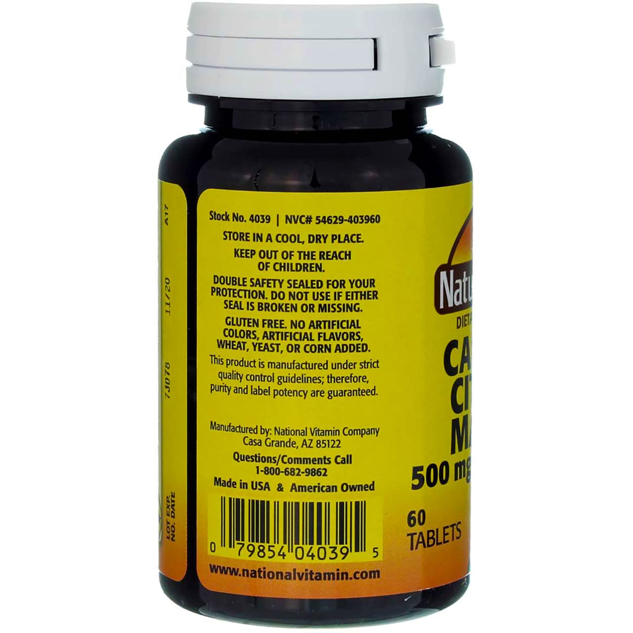 Nature's Blend Calcium Citrate Malate 500 mg Tabs, Unflavored, 60 Count