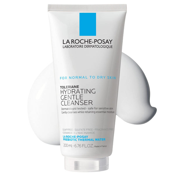 La Roche-Posay Toleriane Hydrating Gentle Facial Cleanser, Daily Face Wash with Ceramide and Niacinamide for Normal to Dry Sensitive Skin, Oil-Free, Fragrance Free