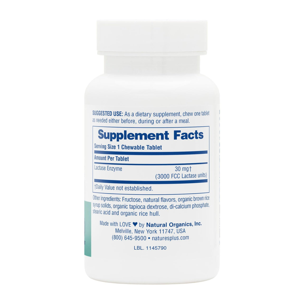NaturesPlus Say Yes to Dairy - 50 Chewable Tablets - Natural Lactase Enzyme Supplement - Maximum Strength Digestive Aid - Lactose Intolerance Relief - Gluten Free - 50 Servings