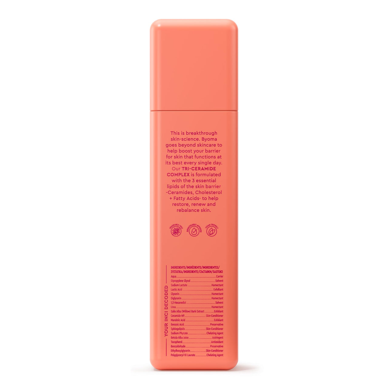 BYOMA Brightening Toner - Gently Exfoliating, Brightening Facial Toner with Lipids & Lactic Acid - Alcohol Free Toner - Brighten & Hydrate Skin - Barrier Repair Toner - 5.07 fl. oz
