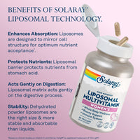 Thumbnail for SOLARAY Liposomal Multivitamin for Women, Enhanced Absorption, High Potency w/Iron, Vitamin D, Vitamin C, B12, Biotin, CoQ10, Immune Support, Bone Health, Vegan, 60 Servings, 120 VegCaps