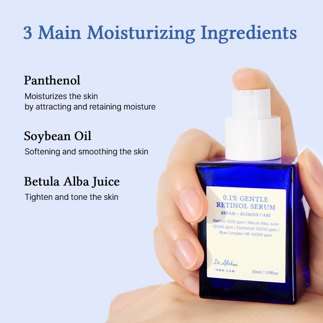 Dr.Althea 0.1 Gentle Retinol Serum - Korean skincare, 1.01fl.oz, Reduce Wrinkles, Fine Lines, & Signs of Aging, Gentle Skincare for Day & Night