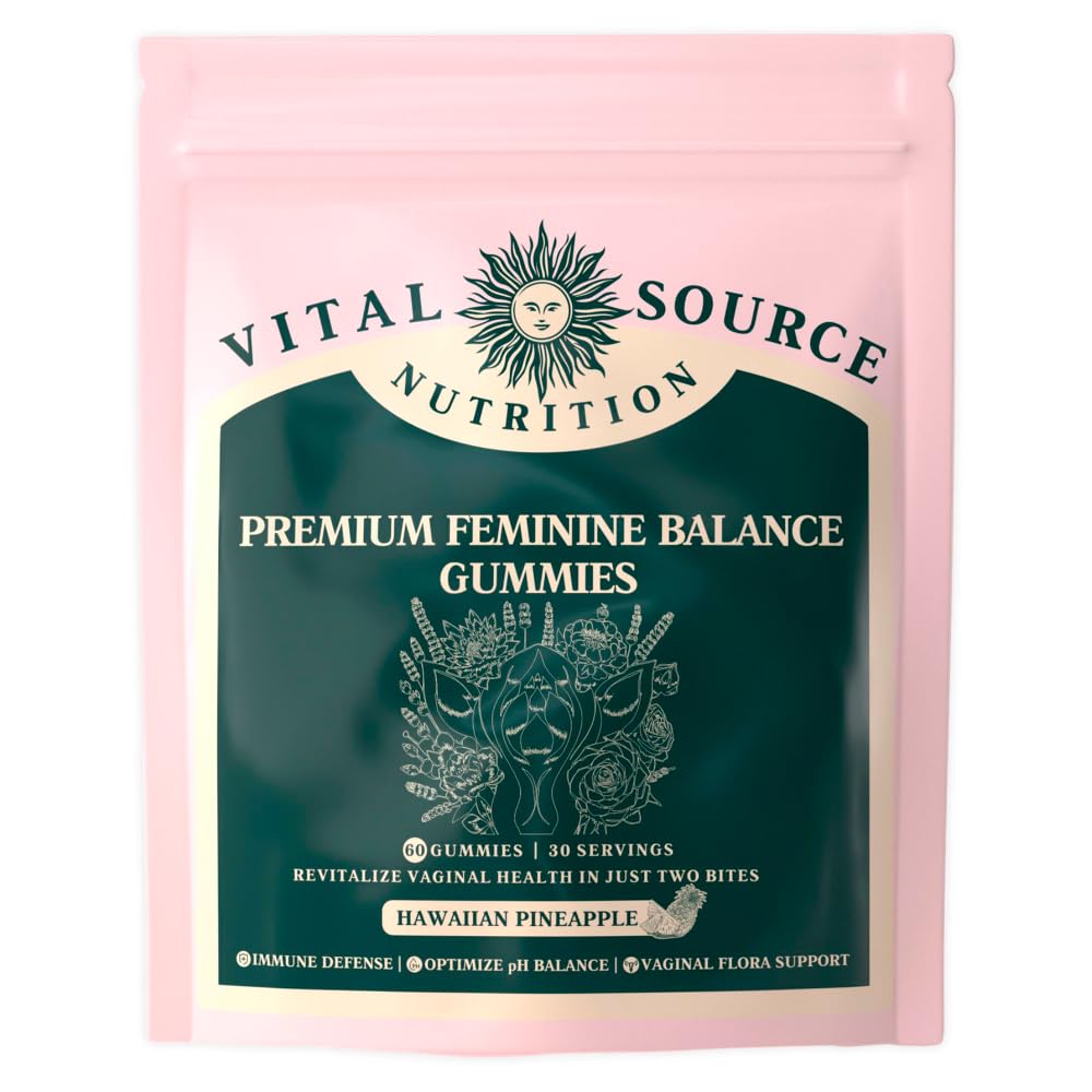 Vital Source Nutrition - Premium Feminine Balance Gummies - for Women’s Health & Wellness - Immune Support - Vegan, Gluten-Free - Hawaiian Pineapple - 60 Gummies - 30 Servings