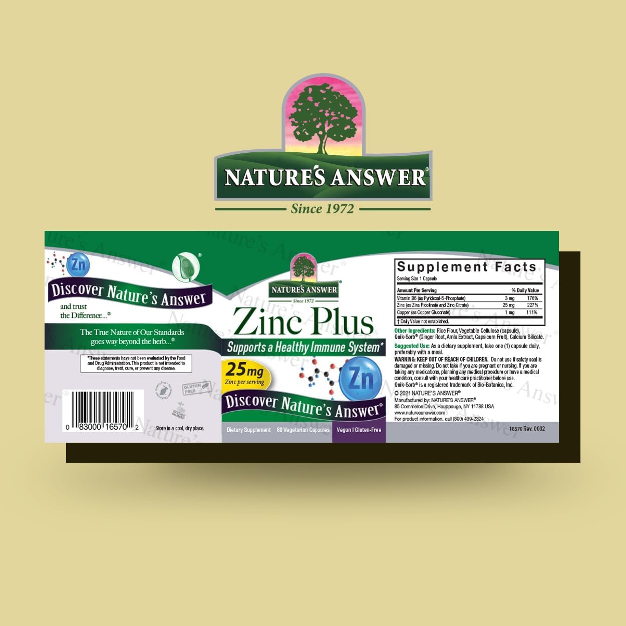 Zinc Plus + Vitamins for Adults - 25mg of Immune Support with B6 60 Veg Capsules - Vegan, Gluten-Free, Cruelty-Free Zinc Piclonate | Immune Support