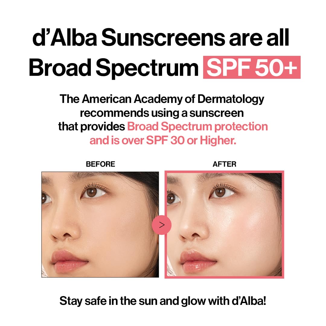 d'alba Piedmont Waterfull Tone-Up Sunscreen Serum BROAD SPECTRUM SPF 50 + Korean Sunscreen for Face, All Skin Tones, Sweat Proof Formula (1.69 fl.oz.)