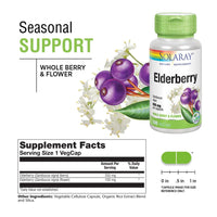 Thumbnail for SOLARAY Elderberry Capsules 450mg - Herbal Supplements for Wellness Support - with Sambucus Elderberries Berry and Flower - Non-GMO, Vegan, Gluten Free, Lab Verified, 60-Day Guarantee - 100 Servings