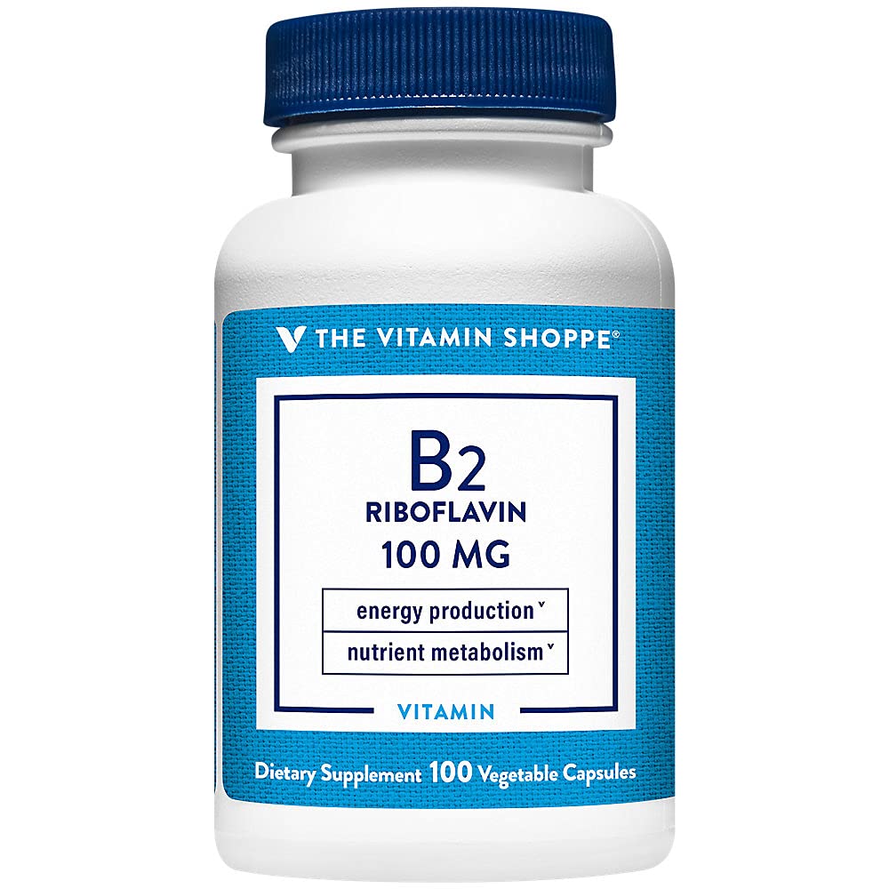The Vitamin Shoppe Riboflavin Vitamin B2 100mg - Energy Production & Metabolism | Nervous System Support | 100 Capsules | Essential B