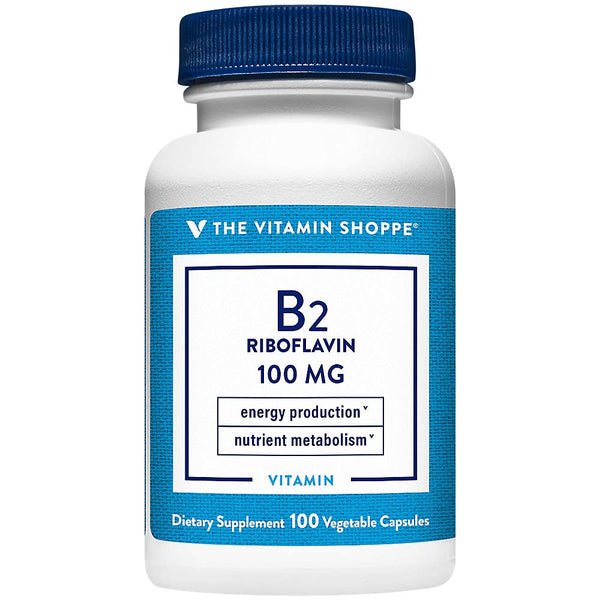The Vitamin Shoppe Riboflavin Vitamin B2 100mg - Energy Production & Metabolism | Nervous System Support | 100 Capsules | Essential B