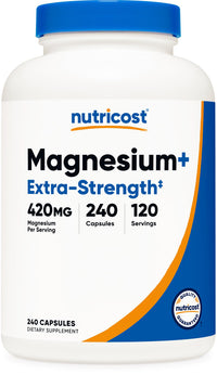 Thumbnail for Nutricost Magnesium+ Extra Strength 420mg, 240 Capsules - 120 Servings. Magnesium Oxide and Glycinate - Non-GMO, Gluten Free, Vegan Friendly