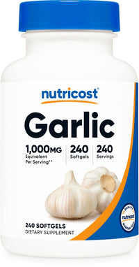 Thumbnail for Nutricost Garlic 1000mg, 240 Softgels - Odorless, Premium Gluten Free Supplement