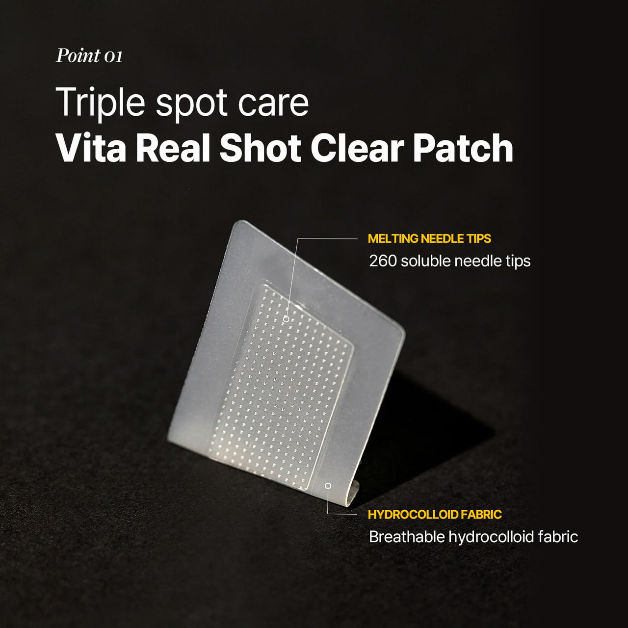 Vita Real Shot Clear Patch - Dark Spot Remover for Face, Hydrocolloid Patch for Acne and Blemish Marks - Melting Needle Tips with Vitamin C, Glutathione, and Niacinamide - Pigmentation Treatment - 6EA