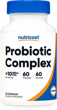 Thumbnail for Nutricost Probiotic Complex (10 Billion CFU) 60 Capsules - Acidophilus Plus 9 Other Probiotics, Non-GMO, Gluten Free Supplement