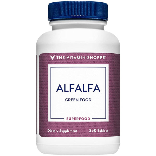 The Vitamin Shoppe Alfalfa 500 Natural Green Food Supplement, (250 Tablets)