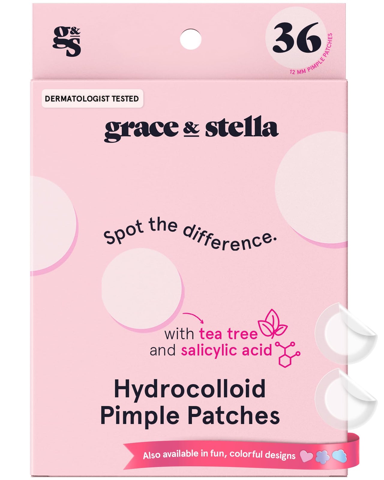 grace & stella Pimple Patches for Face - Fast Acting Hydrocolloid Acne Patch That Absorb Gunk, Flatten Breakouts - Zit Stickers for Clear Skin - Dermatologist-Tested, Vegan (Invisible, 36 Count)
