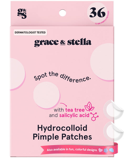 grace & stella Pimple Patches for Face - Fast Acting Hydrocolloid Acne Patch That Absorb Gunk, Flatten Breakouts - Zit Stickers for Clear Skin - Dermatologist-Tested, Vegan (Invisible, 36 Count)