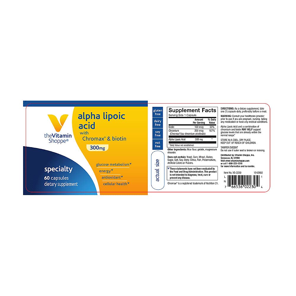 Alpha Lipoic Acid with Chromax Biotin 60 Capsules by The Vitamin Shoppe