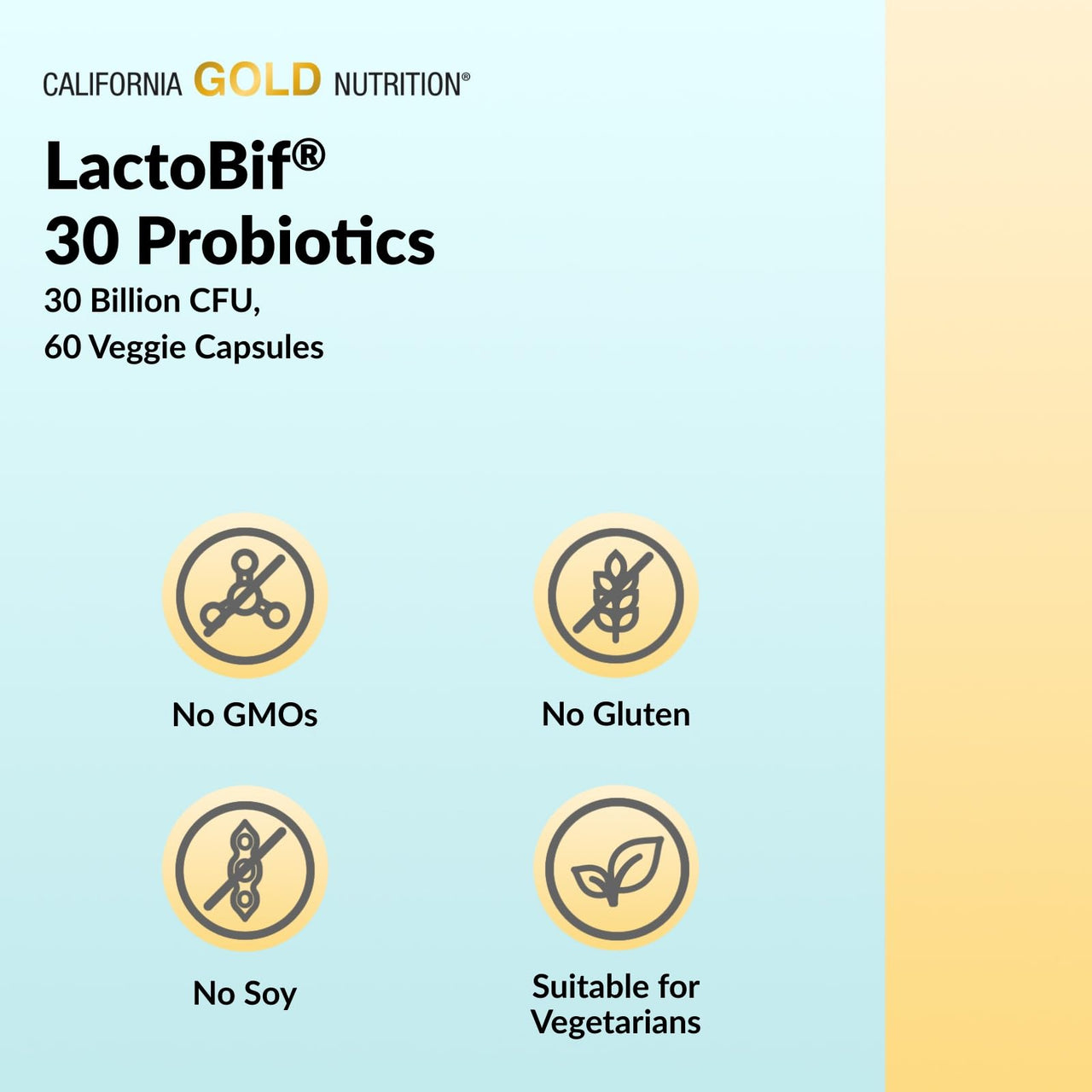 California Gold Nutrition LactoBif® 30 Probiotics, 30 Billion CFU, 120 Veggie Capsules