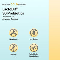 Thumbnail for California Gold Nutrition LactoBif® 30 Probiotics, 30 Billion CFU, 120 Veggie Capsules