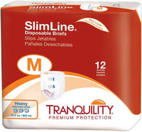 Thumbnail for Tranquility Slimline Original Adult Disposable Brief, Medium, Incontinence Care with a Slimmer Fit, Peach Mat Core& Kufguard Technology for Max Comfort, Latex-Free, 20.4oz Capacity, 12ct Bag