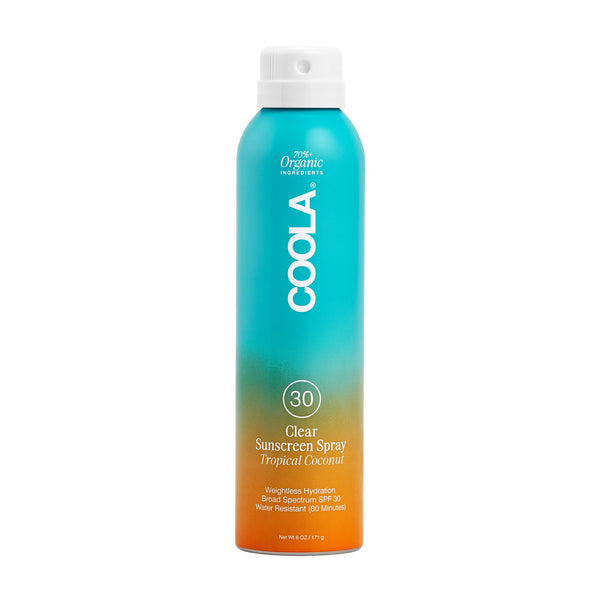 COOLA Organic Sunscreen SPF 30 Sunblock Spray, Dermatologist Tested Skin Care for Daily Protection, Vegan and Gluten Free, Tropical Coconut, 6 Fl Oz
