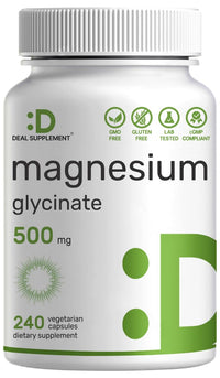 Thumbnail for Deal Supplement Magnesium Glycinate 500mg, 240 Veggie Capsules | 100% Chelated for Easy Absorption | Essential Mineral Supplement | Non-GMO, Gluten-Free