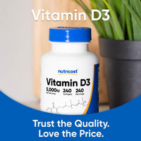 Thumbnail for Nutricost Vitamin D3 5,000 IU (125mcg), 240 Softgels - Non-GMO and Gluten Free Vitamin D