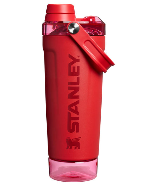STANLEY Vitalize Shaker Bottle 20 oz | Leakproof Insulated Stainless Steel Shaker Cup | Base Storage and Twist On Fast Flow Lid | Protein Shakes and Pre Workout Powder | BPA-Free | Chili Red