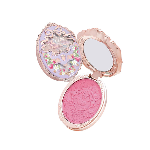 Flower Knows Violet Strawberry Rococo Embossed Blush,Pink Matte Finish,Buildable & Blendable Makeup Blush for cheeks,Soft & Long-lasting for Girls & Women(G02 Little Cranberry,4.6g)