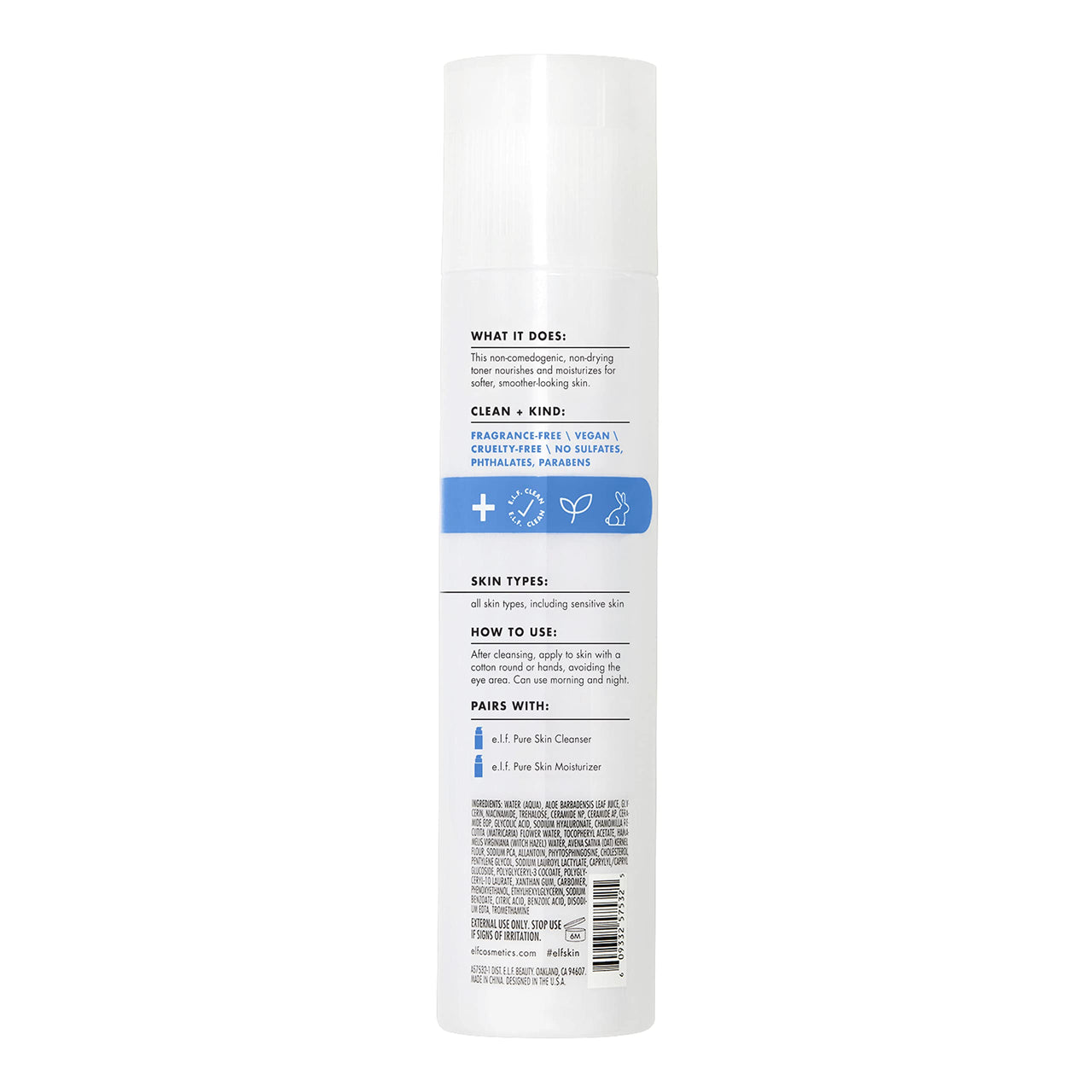 e.l.f. Skin Pure Skin Toner, Gentle, Soothing & Exfoliating Daily Toner for A Smoother-Looking Complexion, Made with Oat Milk, Aloe Juice & Niacinamide