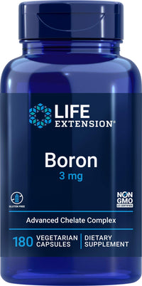 Thumbnail for Life Extension Boron 3mg 180 Veg Caps - Triple Boron Complex with Boron Citrate, Glycinate, Aspartate - 3 mg Capsules - Enhanced with Vitamin B2