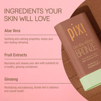 Thumbnail for Pixi On-the-Glow Bronze - BeachGlow, Hydrating Tinted Moisture Bronzer Stick with Ginseng, Aloe Vera & Fruit Extracts, For Cheeks & Lips, 19g / 0.6oz, Paraben-Free