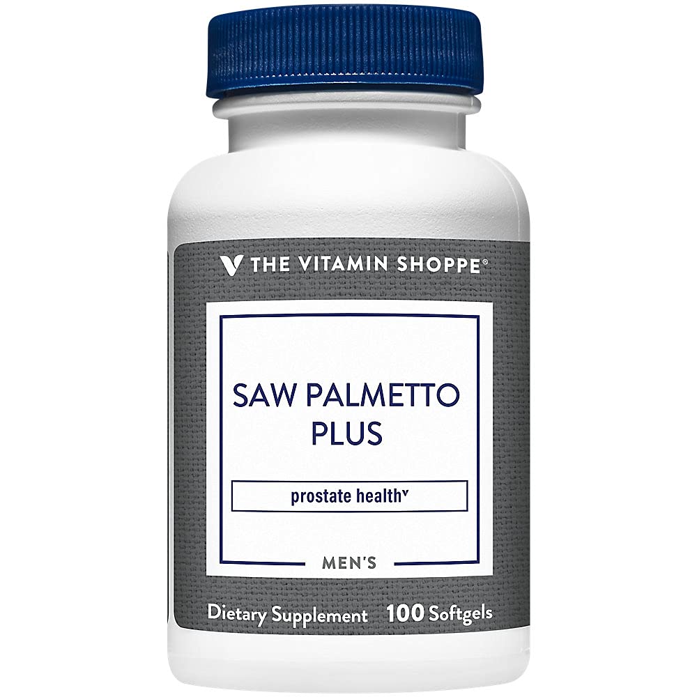 The Vitamin Shoppe Saw Palmetto Plus - Supplement for Prostate Health - 160mg of Saw Palmetto Extract with Excellent Source of Zinc, Vitamin E and B6 (100 Softgels)