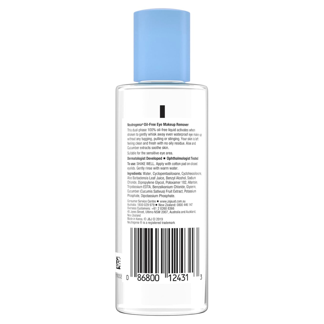 Neutrogena Gentle Oil-Free Eye Makeup Remover & Cleanser for Sensitive Eyes, Makeup Remover for Waterproof Mascara, Dermatologist & Ophthalmologist Tested, 3.8 fl. oz