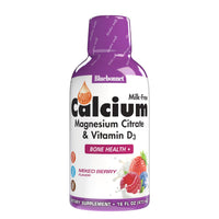 Thumbnail for Bluebonnet Nutrition Liquid Calcium Citrate, Magnesium, Vitamin D3, Bone Health, Gluten Free, Soy Free, Milk Free, Kosher, 16 fl oz, 32 Servings, Mixed Berry Flavor