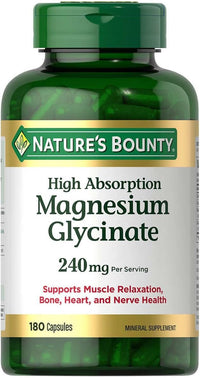 Thumbnail for Nature's Bounty High Absorption Magnesium Glycinate 240mg 180 Capsules